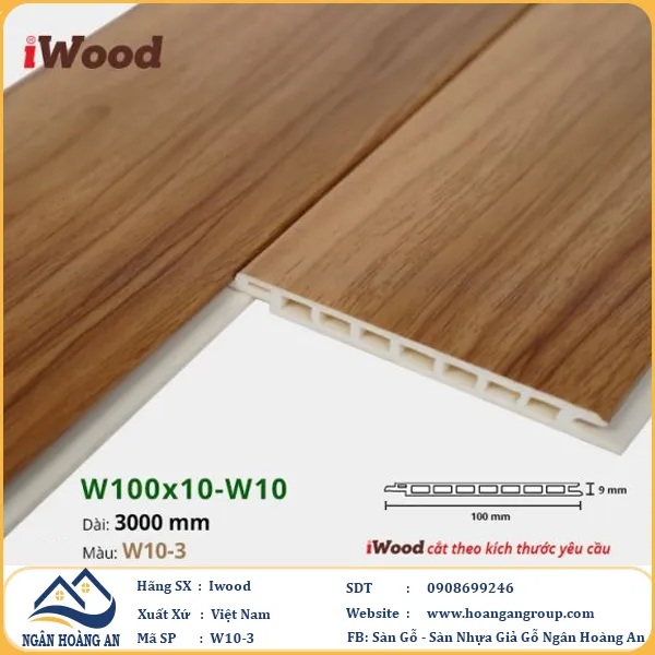 Tấm Nano Hèm V Giả Gỗ Ốp Tường Ốp Trần Iwood W10-3